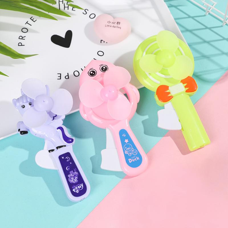 Cartoon Fan Mini Portable Push-type Hand-held Manual Fan Summer Cooling Supplies
