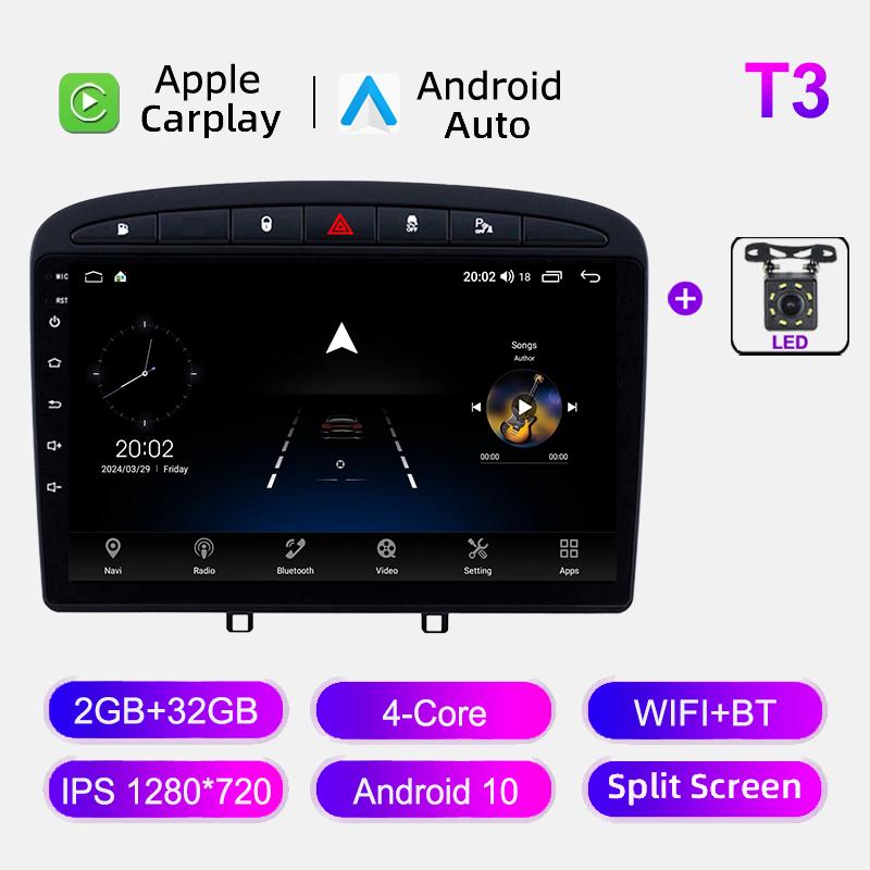 Car Radio For Peugeot 408 2012-2020 For Peugeot 308 T7 2007-2015 Carplay Multimedia Video Player Navigation GPS Touch Screen HU