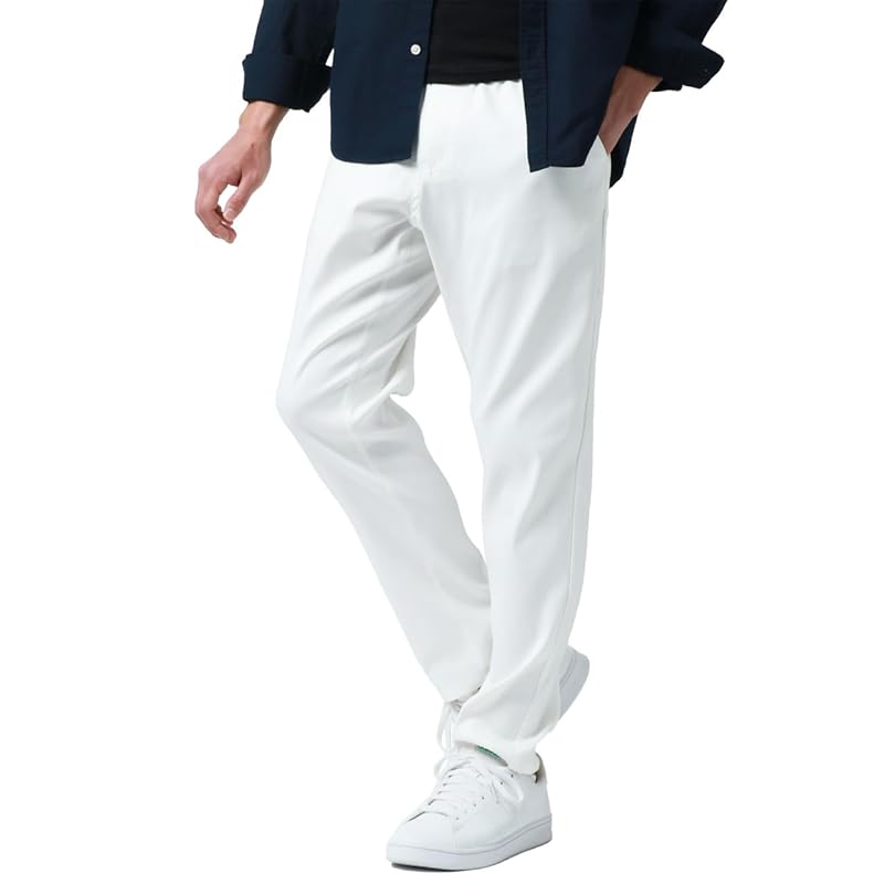 

[M.R.U.] stretch pants men s chino pants long pants Cool touch sensation stretch Sweat absorbent and quick drying lightweight Relaxing white LL