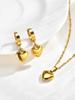 18K Gold Platinierter Edelstahl Herz Schmuckset für Damen Mädchen, Liebesherz Anhänger Halskette Creolen Wasserdicht