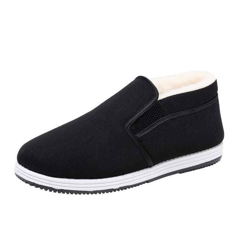 Men's High-Top Winter Shoes with Plush Wool Lining, Soft Sole, and Extra Warmth for Elderly