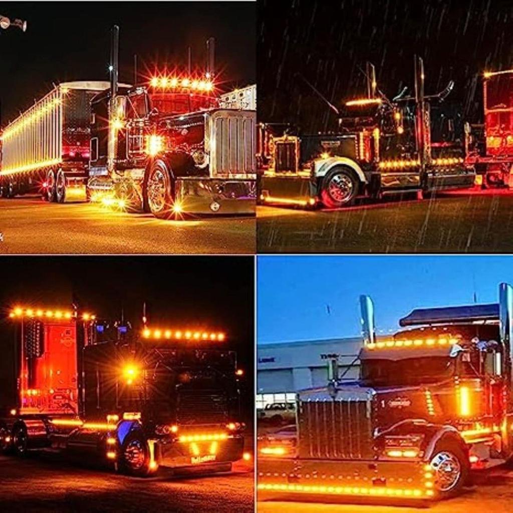 APSMOTIV Pack 10 Led Marker Lights Trailer 24V Trailer Amber Chicken Lights for Semi Trucks Freightliner Cargo Marker Lights Universal Fit