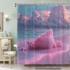 Shell and Starfish Pattern Waterproof Non-Woven Shower Curtain, Artistic Ocean Theme Bathroom Decor with Hooks