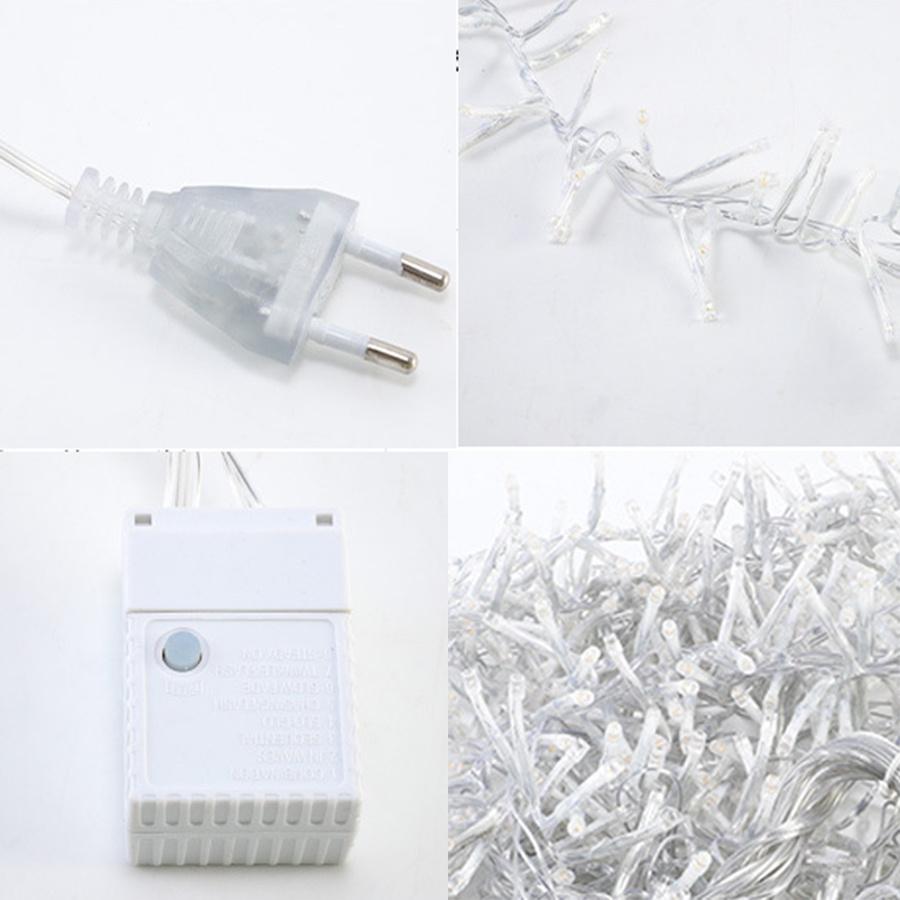 3X1M Christmas Icicle Light Outdoor Curtain Icicle Light 600 LED Cluster Firecrackers String Lights Garland for Tree Decor