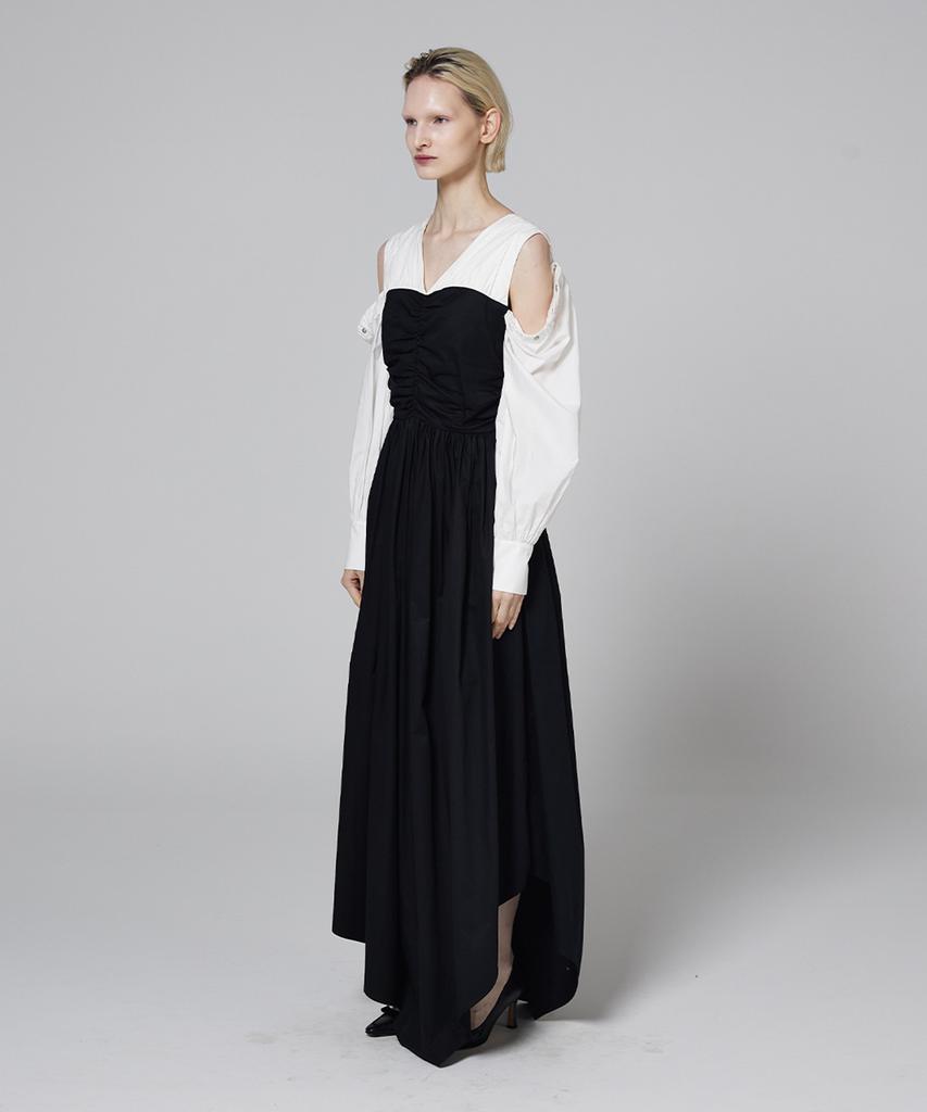 Meuameu Off Sleeve Origami V-Neck Dress