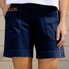 Women's Cotton Linen Shorts Elastic Waist Baggy Short Pants with Pockets Casual Knee-Length Summer Shorts