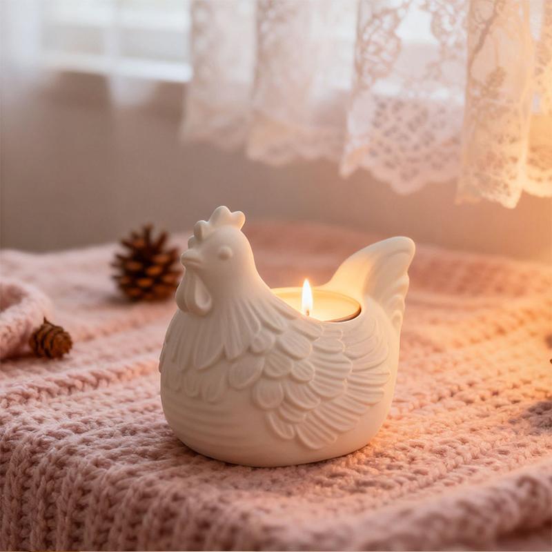 3D Diy Little Chicken Candle Holder Epoxy Resin Mold Plaster Hen Decoration Candle Holder Silicone Mold Desktop Storage