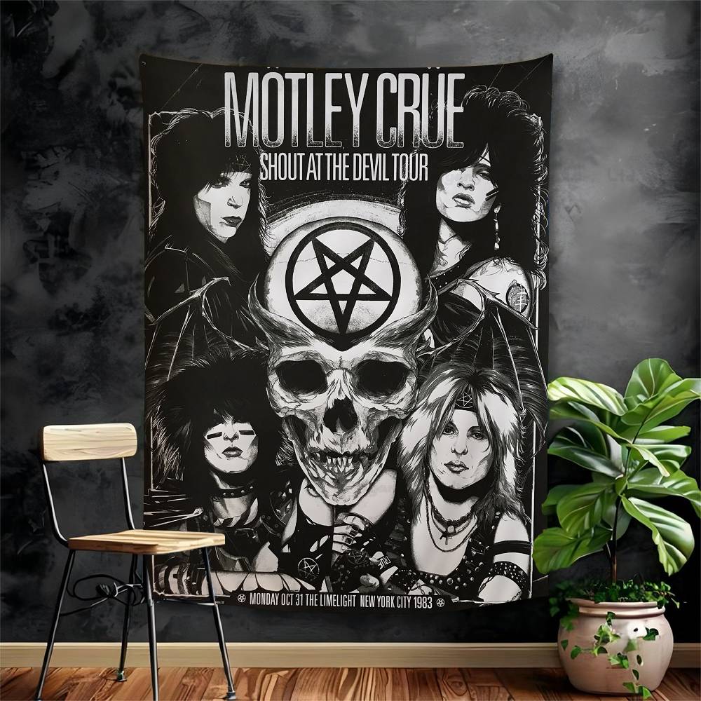 

Motley Ccrues Rock Colorful Tapestry Wall Hanging Hanging Tarot Hippie Wall Rugs Dorm Wall Art Decor 74x94cm(29x37in)