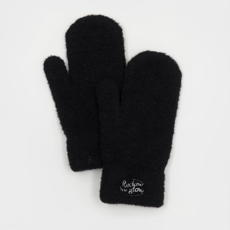 RECLOW FLUFFY LOGO MITTEN GLOVE BLACK