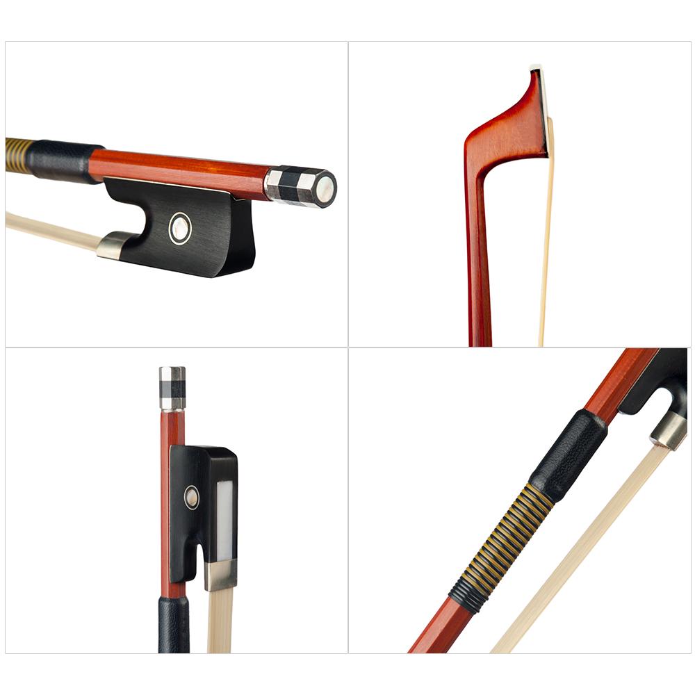 VB0908 029 Arcuș clasic din lemn de Brazil 4 4 pentru violă, greutate ușoară, echilibru adecvat, păr de arc din păr de cal mongol, broască din abanos