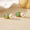 Retro imitation pearl earrings square temperament unique earrings new high-end earrings simple
