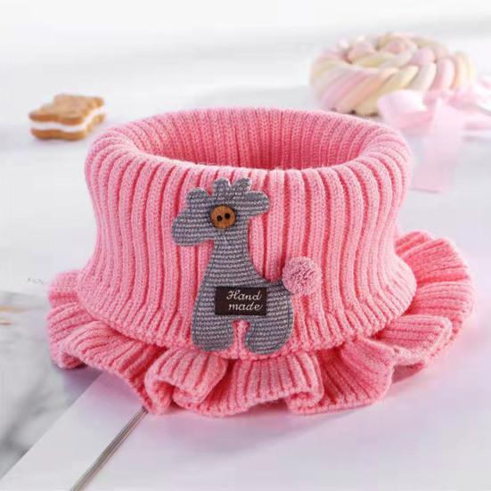 Neck Warmer Cartoon Giraffe Ruffle Knitted Windproof High Elasticity Keep Warm Ultra Soft Kids Fake Collar Neck Scarf for Winter