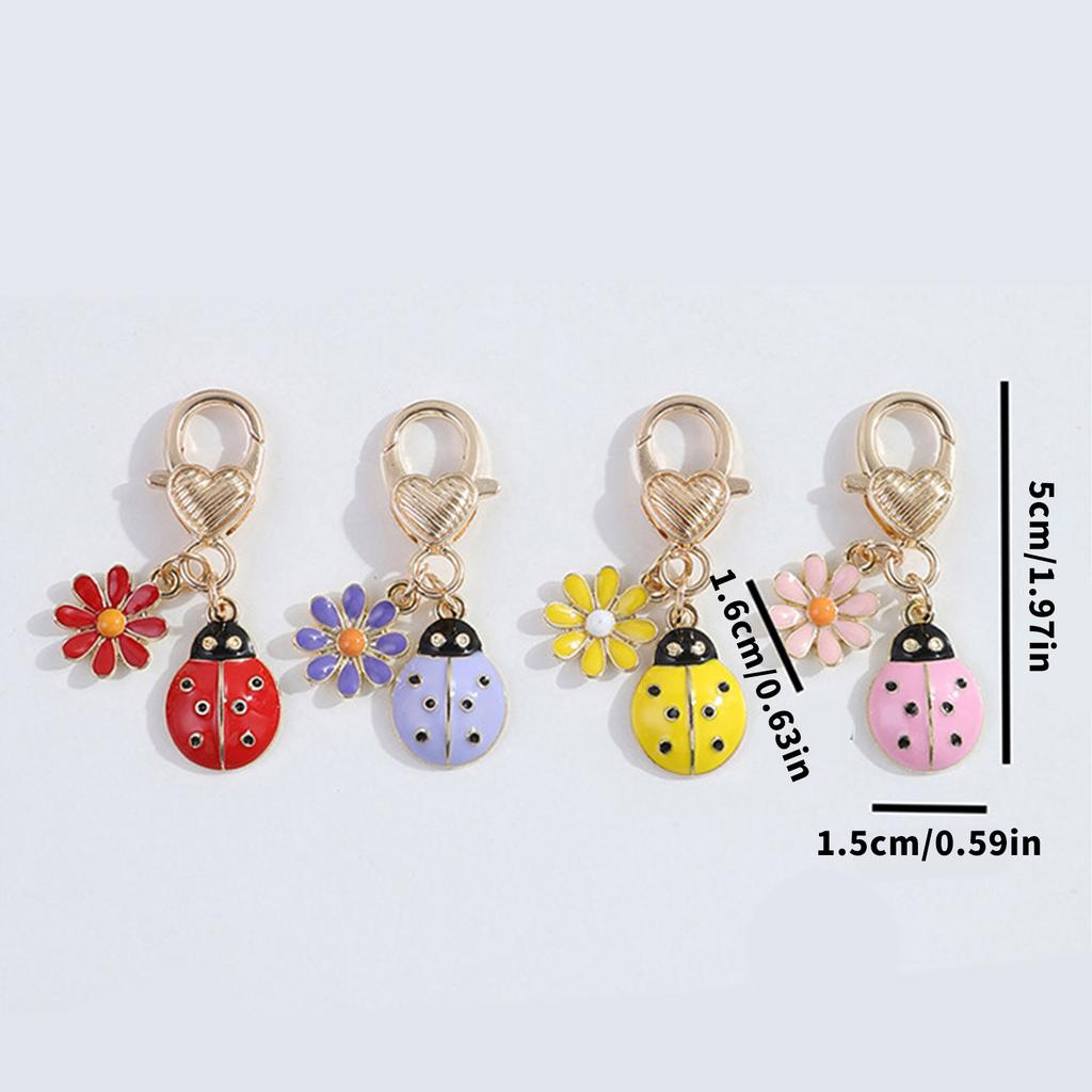 Compact Lightweight Key Holder with Lucky Charm and Flower Pattern for Travelers and Commuters Portable Keychain Set