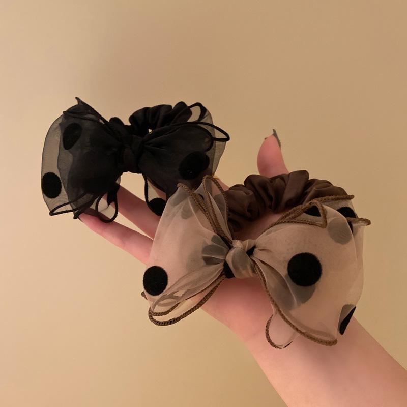 New Style French Polka Dot Organza Hair Band with Korean Bow - Versatile Hair Accessory