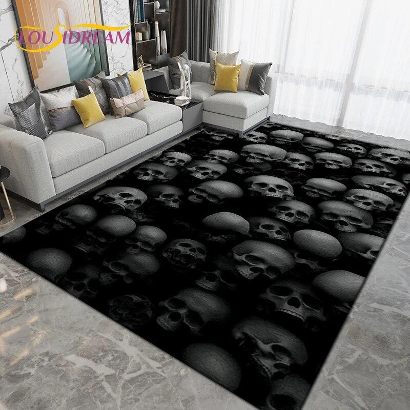 Gothic Witchcraft Skull Skräck Area Matta,Mattmatta för Vardagsrum Sovrumssoffa,Kök Badrum Dörrmatta Halkfri Golvmatta Present