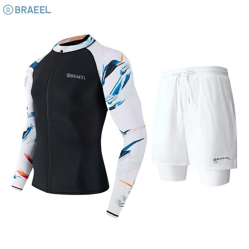 Korea Swimming Suit for Men 2026 New Slim-Fit Zippered UV-Protective Rash Guard Jellyfish Protection Rashguard