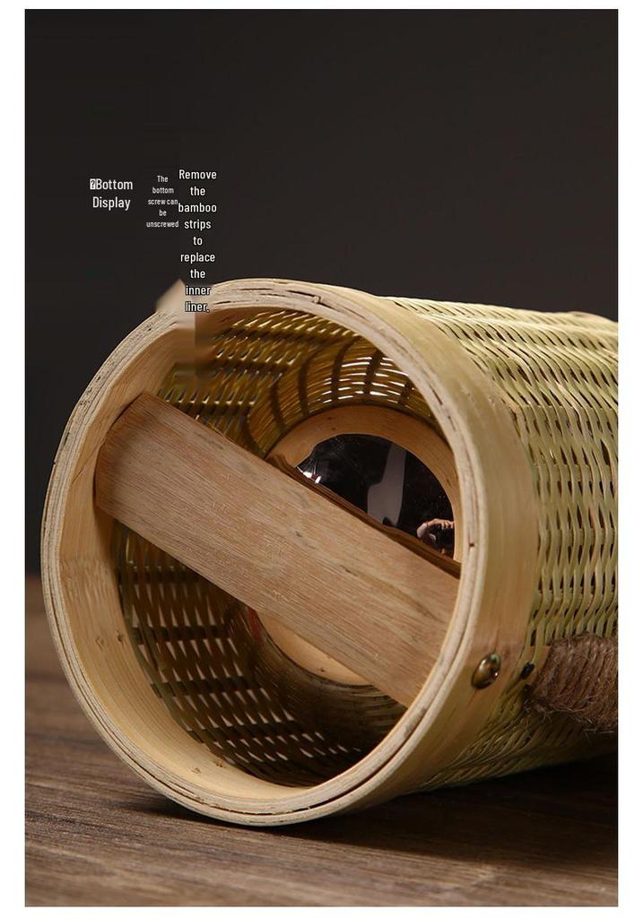 Bamboo Rattan Hot Water Bottle & Retro Thermos for Winter Tea Gatherings
