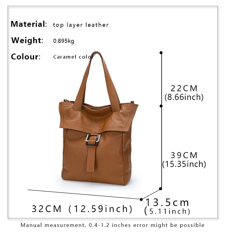 Genuine Leather Women's Handbags New Shoulder Messenger Bag Casual First Layer Cowhide Big Tote Bag Large Capacity Soft Fashion