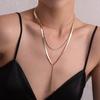 One-word Long Pendant, Snake Bone Chain, Necklace, Women's Fashion, Personality and Trend Multi-layer Items
