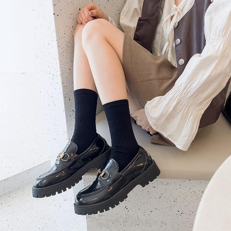 Women's Fall Diamond Solid Color Precollage Style All Purpose Mid Tube Cotton Socks