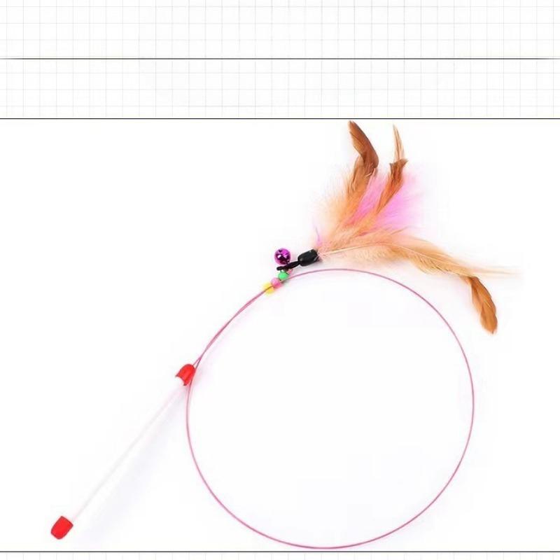 1pc A Bell Cat Toy with A High-toughness, Dual-color Feather Steel Wire for Cats To Play With