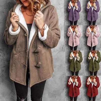 Women's Casual Hoodie Jaket Warm Winter Coat Straight Tube Pe Long Sleeve with Hat Thiened Cotton Clothes