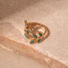 Leaf Open Ring For Women Light Luxury Colorful Drop Oil Finger Rings Hand Jewelry Elegant Female Party Wedding Accessories K-