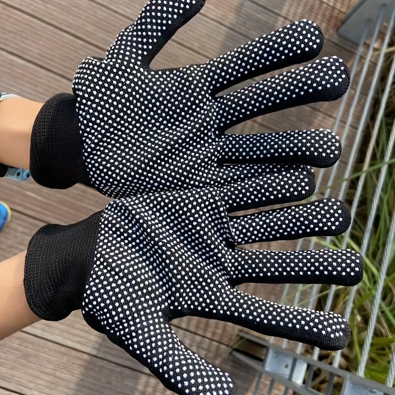 Full Finger Anti-Slip Gloves, Thin Gloves | Black with White Dots, Lightweight And Durable Gardening Gloves