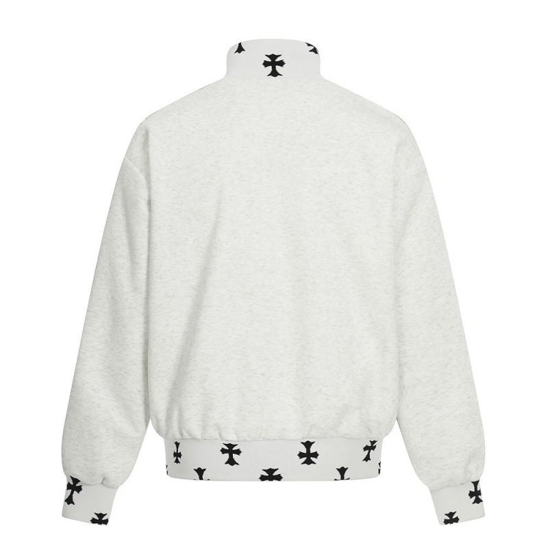 Mens Oversized Stand Collar Cotton Blend Hoodless Jacket With Letter Print - Streetwear Casual Outerwear Fall