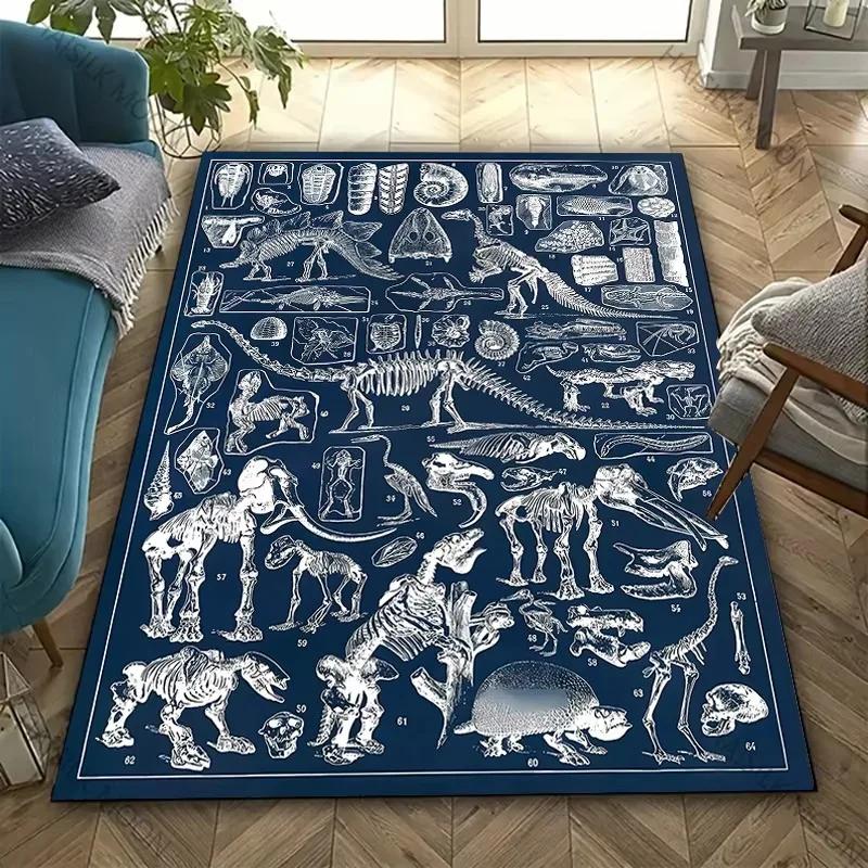 Dinosaur Fossil Theme Carpet Is Suitable for Children's Room Bedroom Living Room Office Durable Non-slip Large Area Mat Soft Rug