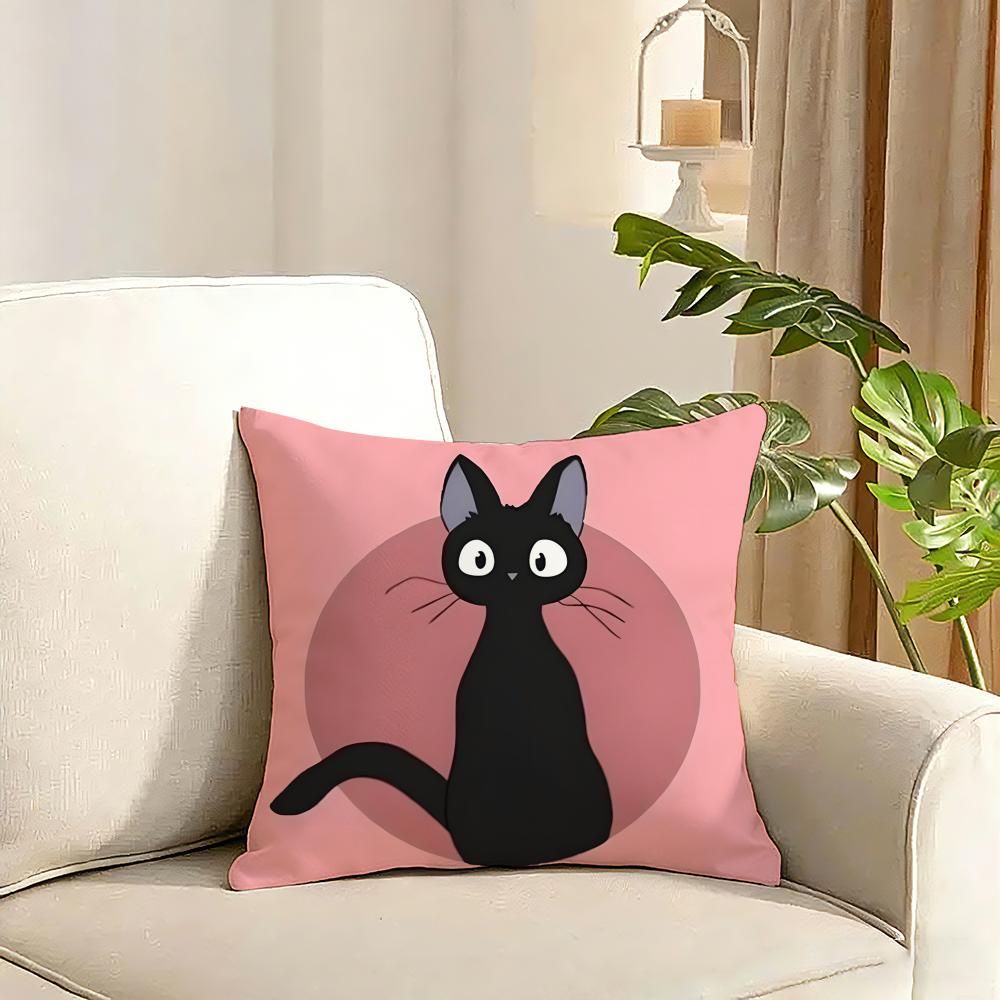New Little Black Cat Cute Couple Cushion Cover Reversible Plush Pillow Cover Soft Fluffy Home Decor for Sofa Bedroom