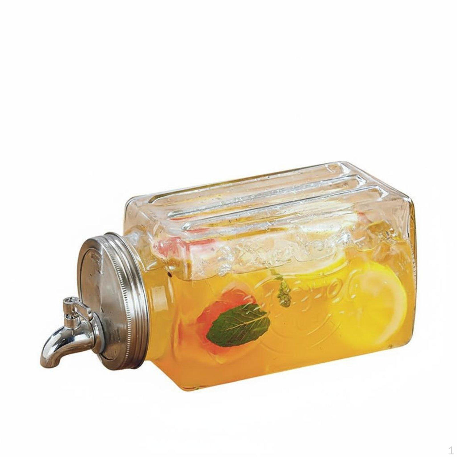 Glass Beverage Dispenser with Spigot Large Capacity Spigoted Drink Clear Design Tapped