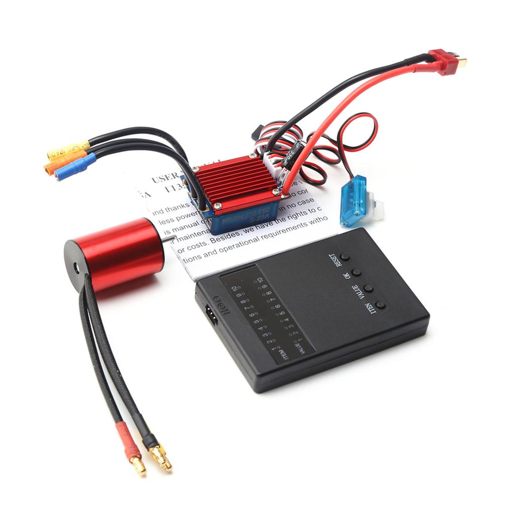4800KV, CNC NaMachined 6061 T6 Htsink, Red Racing Car Brushless Motor, Programming Card for   Fit