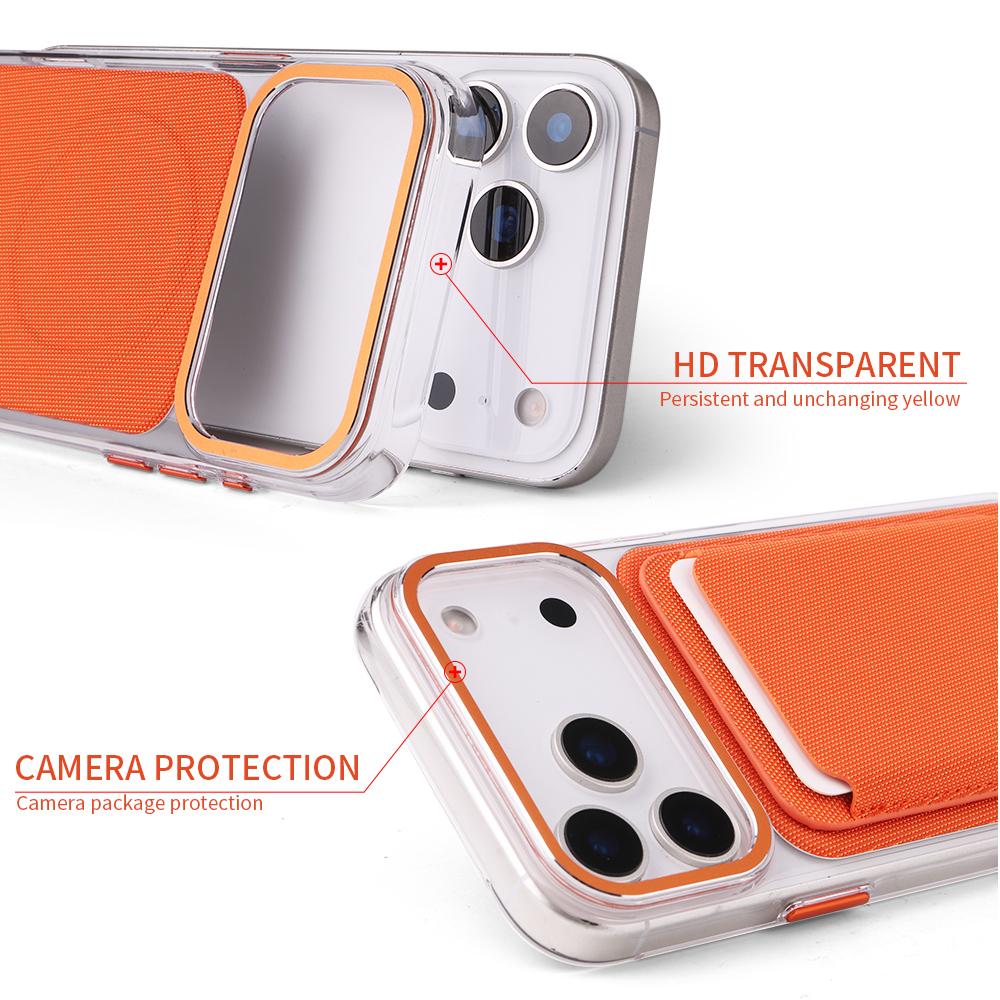 Porte-cartes détachable 2 en 1 Tissu technique magnétique Color block Coque antichoc pour téléphone pour iPhone 17 Pro max 16 15 Pour Magsafe