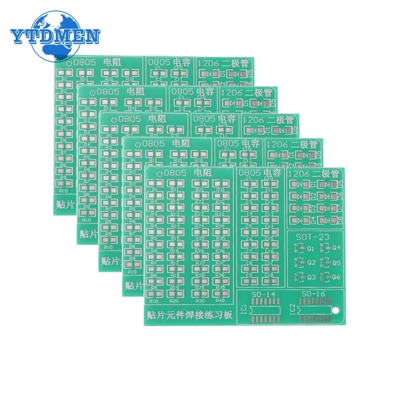 5PCS Soldering Practice Board SMD Circuit Board Electronic SMT Component DIY PCB Kit Project Tools Practice Soldering Skills