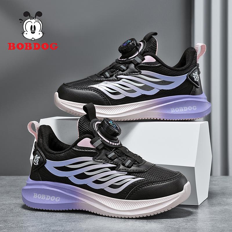 Babu Bean classmate girls shoes 2025 new autumn and winter leather waterproof girls rotating buckle children's sports shoes