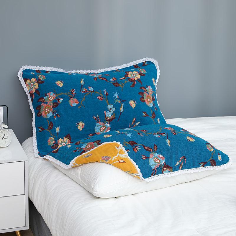Floral Cotton Pillow Towel Soft Adults Bedding Household Sweat-absorbent Pillows Cover Four Seasons Thick Pillowcase Durable New