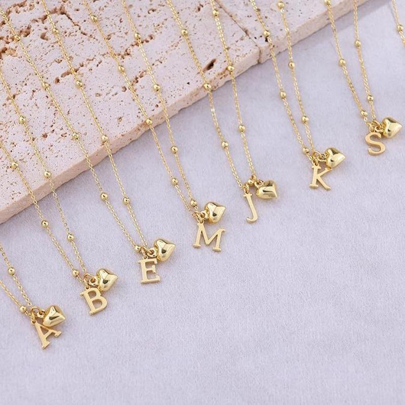 Fashion Luxurious Style 26 Letter Heart Necklace - Gold Plated - Simple and Versatile Women's Necklace