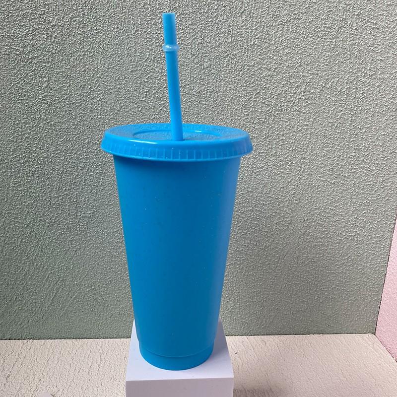 710ml Reusable Plastic Tumbler With Straw Colorful Large Capacity Cup Iced Coffee Smoothie Bubble Tea