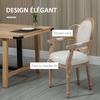 Dining Chair, Medallion Louis XVI Style, Carved Wood, Cream Linen