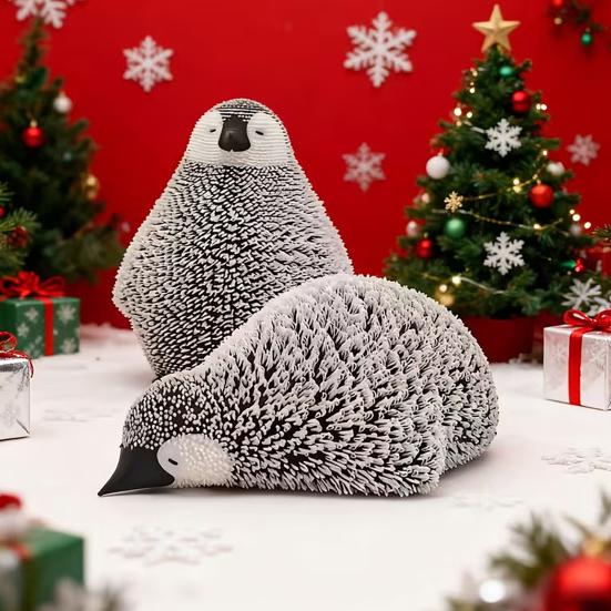 3D Printed Penguin Ornament Glow-in-the-dark Standing Lying Penguin Figurine Glowing Simulated Animal Model Home Office Decoration
