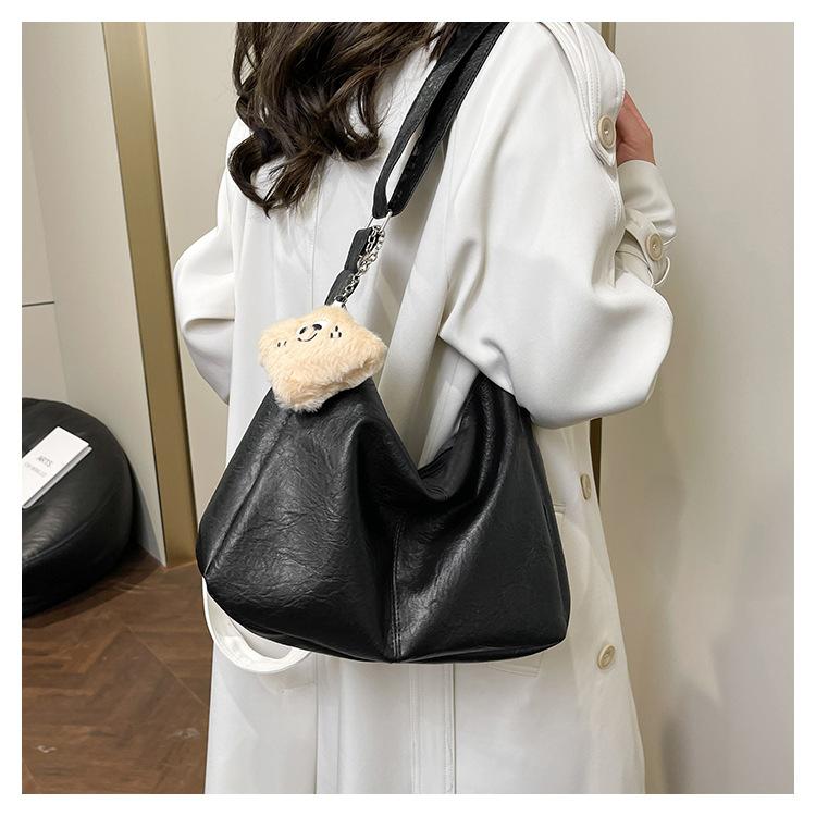 Soft Faux Leather Crossbody Bag for Women Vintage Style Tote Bucket Handbag Large Capacity