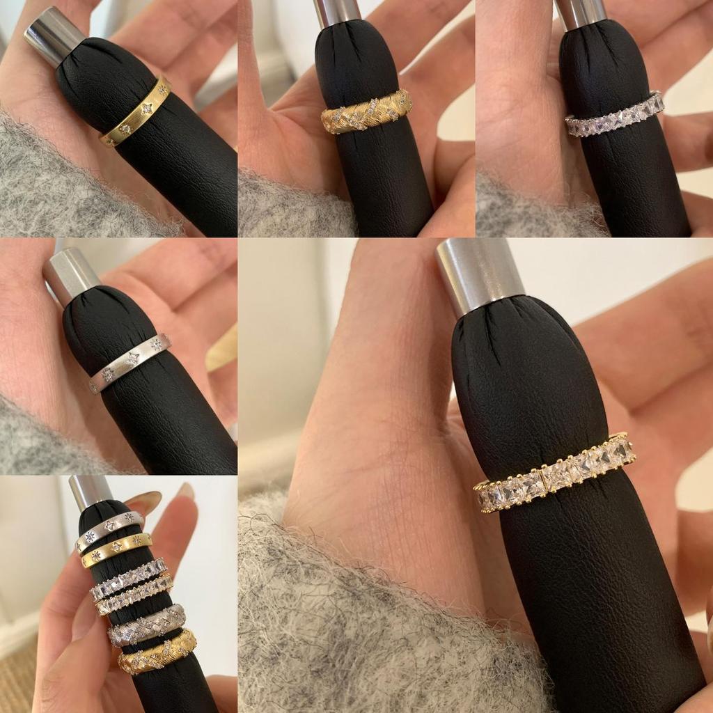 Copper Geometric Zircon Open Ring Womens Stylish Accessory For Office Wear