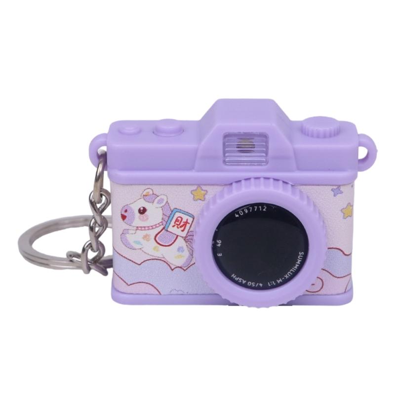 Horse Year Mini Camera Keychain Cartoon Design Lightweight Plastic Key Ring Ornament For Bag Decoration Gift