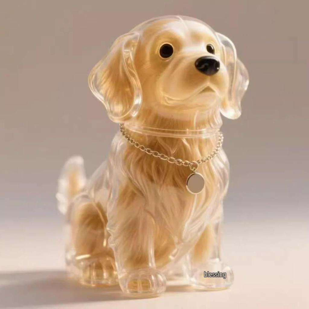 Golden Retriever Puppy Keychain Charm: Cute Transparent Storage Pendant for Backpacks & Bags