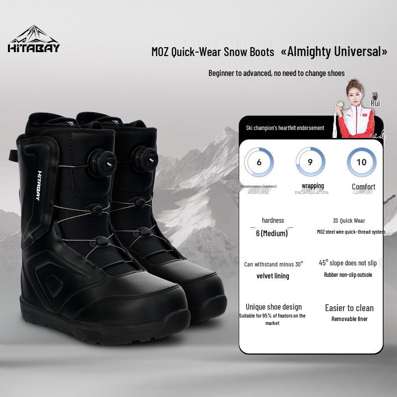 

Зимние лыжные ботинки для мужчин и женщин - Быстро надеваемые, Утепленные, Теплые, Водонепроницаемая обувь для сноуборда 36