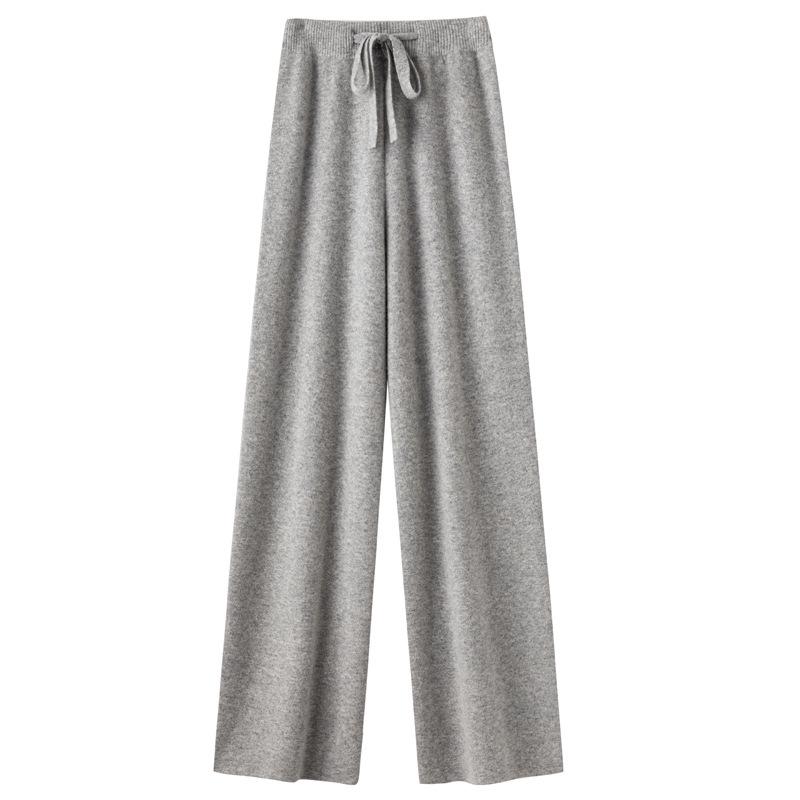 

Cream White High-Waisted Wool Wide-Leg Pants - Women s Korean Style Slimming, Drapey, Straight Fit for Spring and Autumn. M