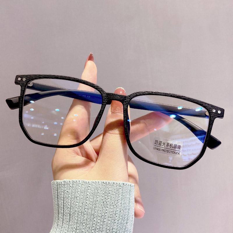 Oversized Wood Grain Frame Myopia Glasses Women Men Blue Light Blocking Computer Nearsighted Eyeglasses Minus Diopters 0 To -4.0