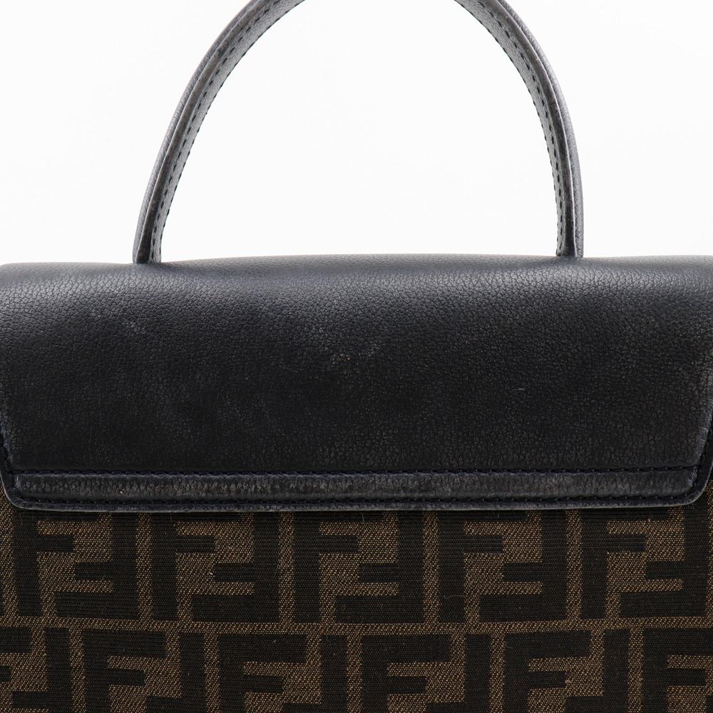 Fendi La Medusa Zucca Handbag X Versace Fender 2WAYShoulder Black / Brown Nylon Canvas/leather Women Used
