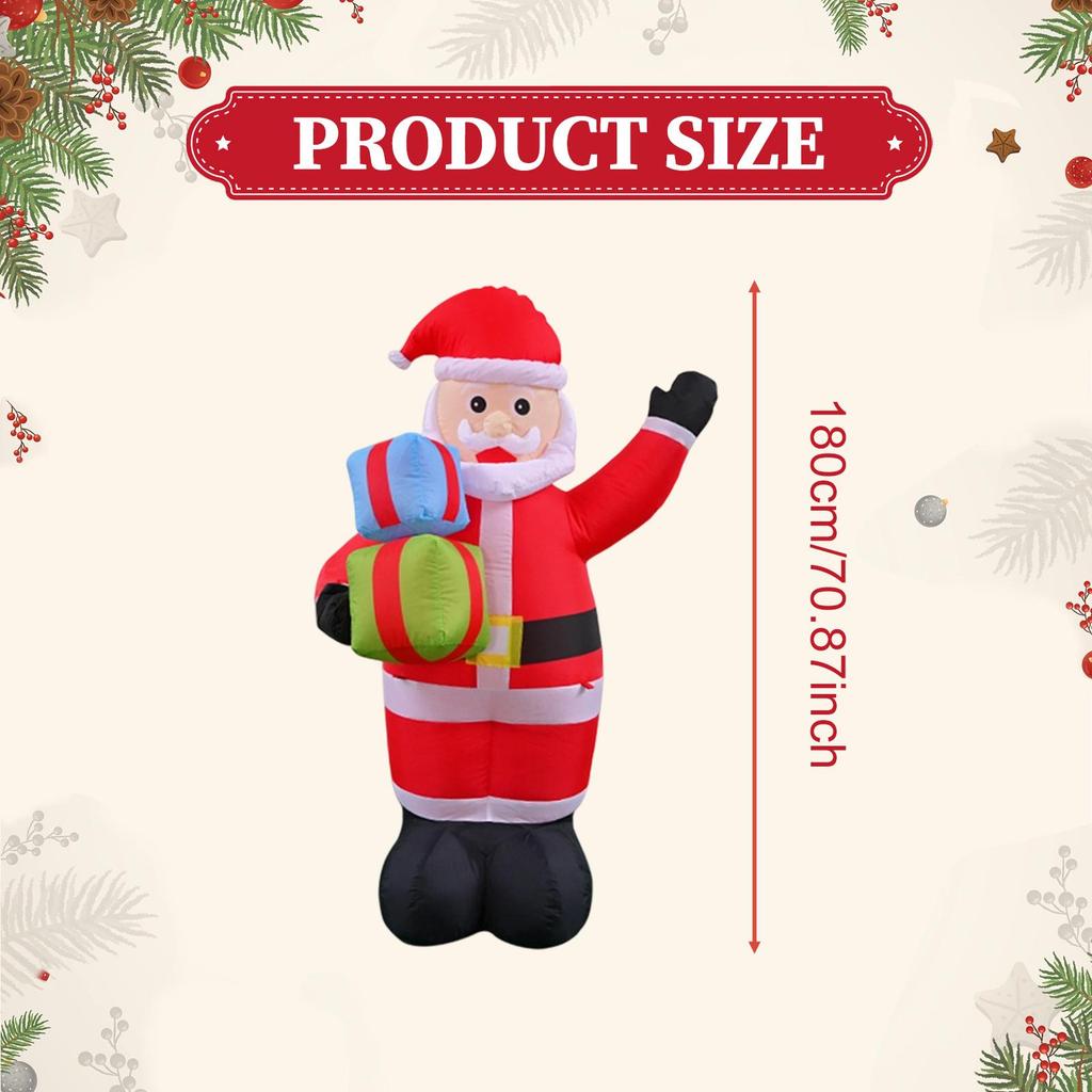 Exterior Christmas Inflatable Santa Claus Large 180cm Polyester Decoration for Garden Lawn Party Home Event
